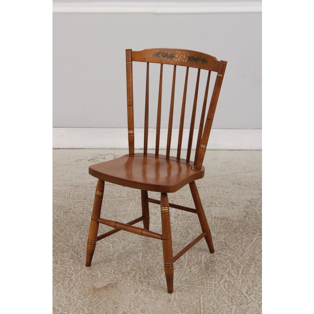 1970s Pair Hitchcock Early American Stenciled Dining Chairs For Sale - Image 5 of 18