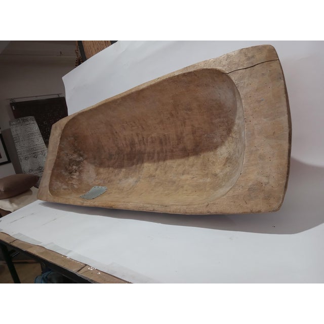 Vintage Tanzanian Hand-Carved Wooden Trough, Tribal Style, 1940 For Sale - Image 9 of 14