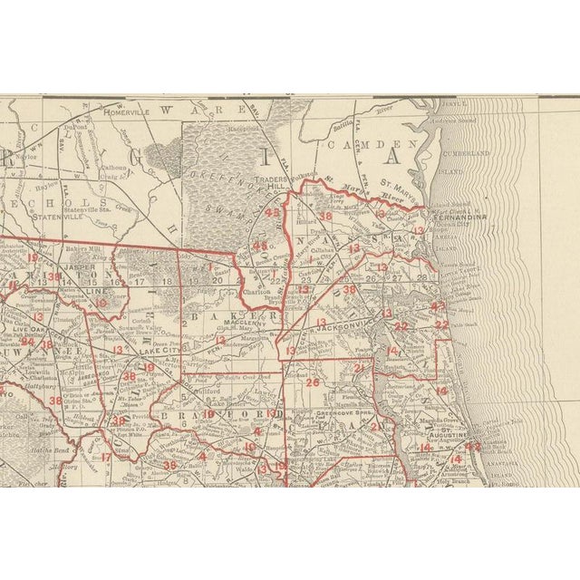 Antique Map of Florida The Sunshine State by Ran McNally, 1899 For Sale - Image 3 of 12