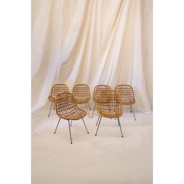 1960s Vintage Iron and Bamboo Chairs by Gian Franco Legler, 1960s, Set of 6 For Sale - Image 5 of 5