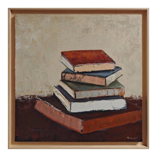 Le Silence Des Livres, Textured Still Life With Books Books, Contemporary Framed by Sophie Dumont For Sale