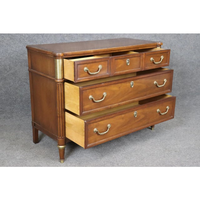 1950s Fantastic Baker Furniture Company Directore Jansen Style Mahogany Brass Commode For Sale - Image 5 of 12
