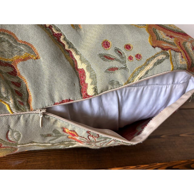Late 20th Century Floral Brocade Feather Down Pillow For Sale - Image 5 of 6