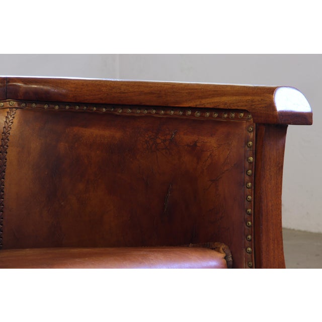 Baroque Vintage Leather Club Chairs, 1920s, Set of 2 For Sale - Image 3 of 15