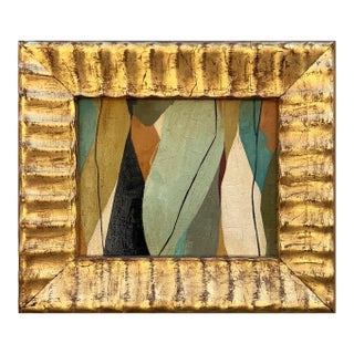 Contemporary Abstract Oil Painting in Vintage Gold Frame For Sale