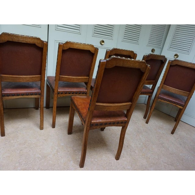 Antique Dutch Art Deco Leather Dining Chairs, 1920s, Set of 6 For Sale - Image 15 of 18