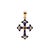 Vintage 14k Yellow Gold Blue Enamel Cross Pendant With Garnet Center & 16" Cable Chain For Sale - Image 4 of 9