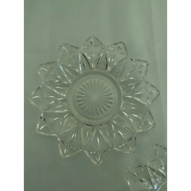 American Vintage Federal Glass Flower Petal Trinket Dishes- Set of 3 For Sale - Image 3 of 7
