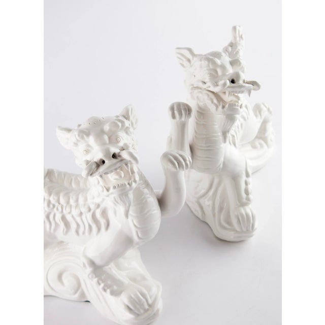 White White Ceramic Chinese Qilin, Pair For Sale - Image 8 of 10