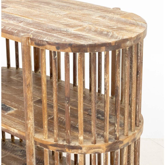 Wood Mid-Century Modern Style Two-Tier Wood Console Table For Sale - Image 7 of 9