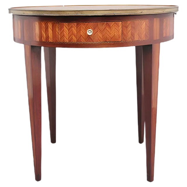 19th-Century French Kingwood and Marble Top Center Table For Sale