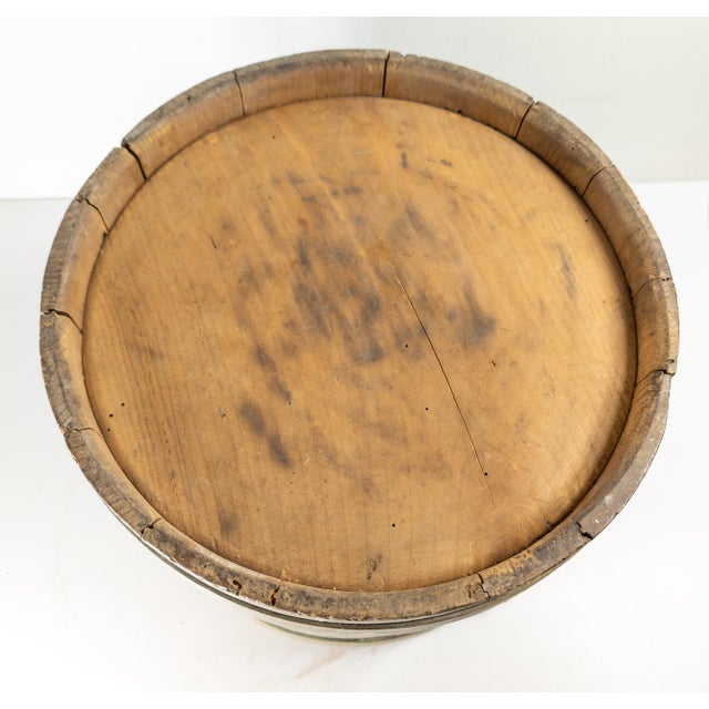 19th Century Rustic Primitive Farmhouse Grey Green Painted Firkin Bucket For Sale - Image 15 of 15