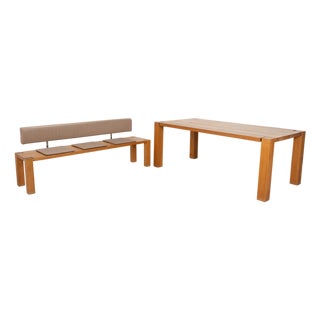 Wooden Dining Table Set in Brown from Janua, Set of 2 For Sale