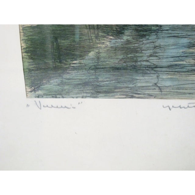 1930s Bela Sziklay Canals of Venice Gondola Italy Framed Signed Color Etching Print #2 For Sale - Image 5 of 9