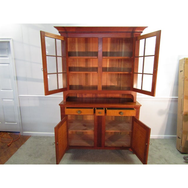 Wood Eldred Wheeler Custom Made Solid Cherry and Tiger Maple Cupboard For Sale - Image 7 of 12