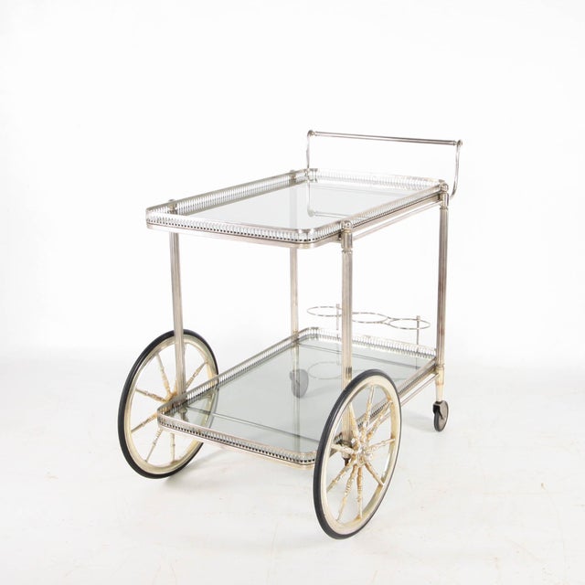 Silver-Plated Metal Serving Cart, 1970s For Sale - Image 16 of 18