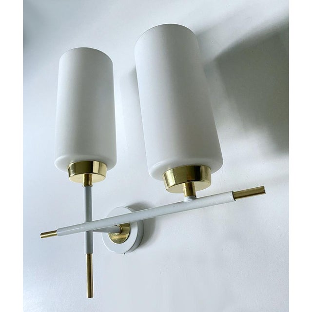 Gold Vintage Opaline Glass Sconces from Lunel, 1960s, Set of 2 For Sale - Image 8 of 16