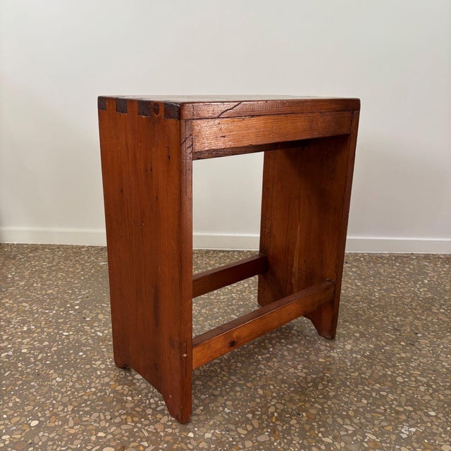 Brutalist Chalet Bench or Factory Stool in Pine, France, 1950s For Sale - Image 6 of 9