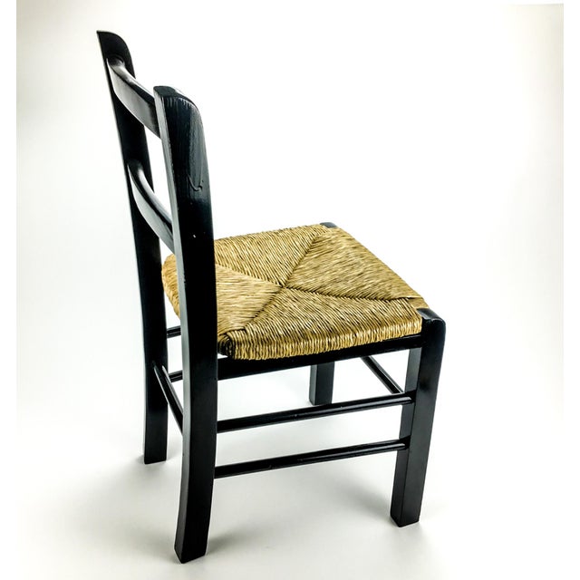 Campaign 90’s Black Painted Children’s Side Chair With Rattan Seat For Sale - Image 3 of 9