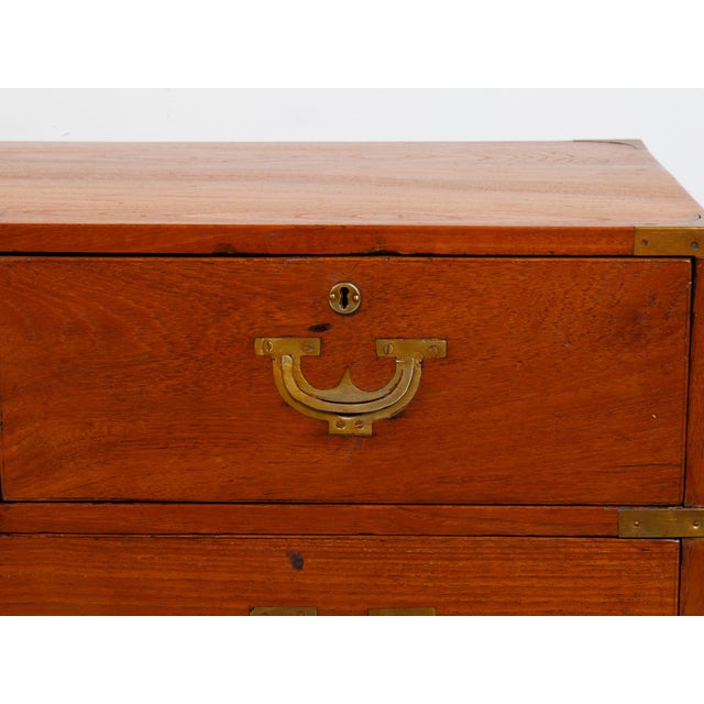 English 19th Century Teak Campaign Chest with Five Drawers and Brass Hardware For Sale In Atlanta - Image 6 of 12