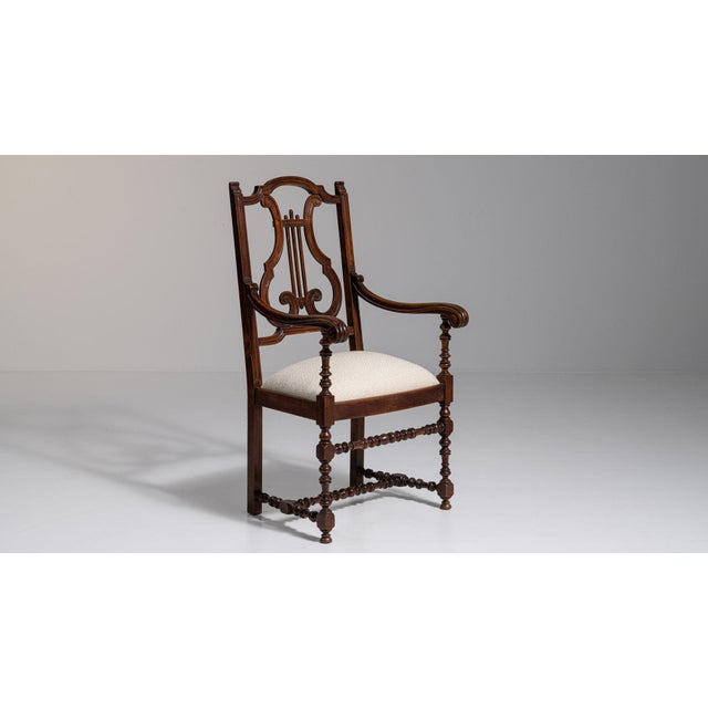 19th Century United Kingdom Rich Walnut Brown Lyre-Back Side Chair For Sale - Image 10 of 11