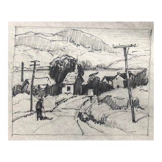 1950s Norman Kent Country Landscape Drawing For Sale