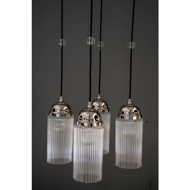 Art Deco Nickel Chandelier with Glass Sticks, 1920s For Sale - Image 18 of 18