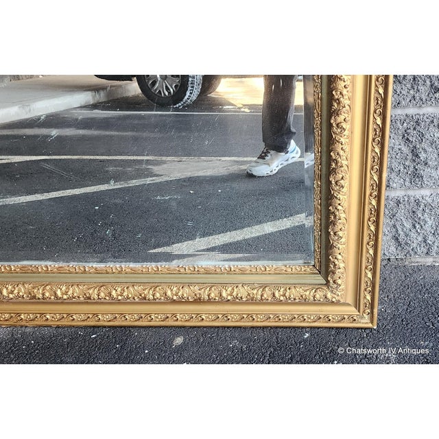 Antique 19th Century Gilded Gesso & Wood Rectangular Mantel Mirror 51.5 X 30" For Sale - Image 11 of 11