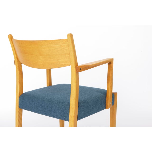 Mid-Century German Beechwood Armchair with Blue Upholstery, 1960s For Sale - Image 9 of 10