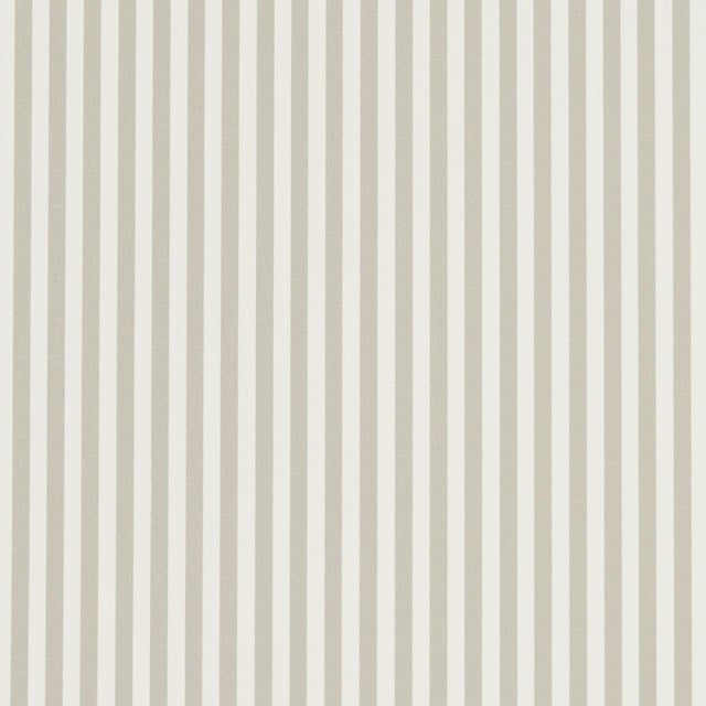 Schumacher Emma Stripe Narrow Wallpaper In Stone For Sale