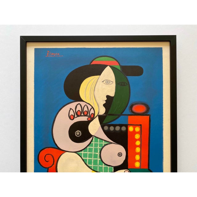 This Pablo Picasso very rare vintage 1967 Mid Century Modern Mourlot fine art lithograph print custom framed Cubist...