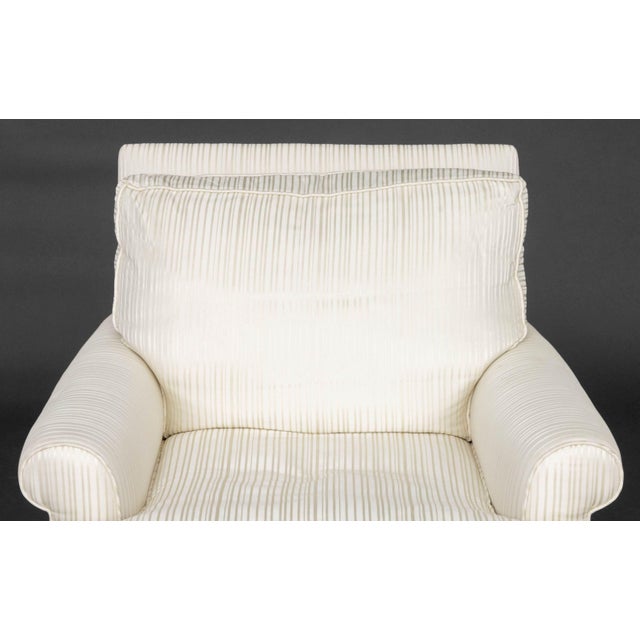 Late 20th Century Modern Striped White Silk Upholstered Armchair For Sale - Image 5 of 8