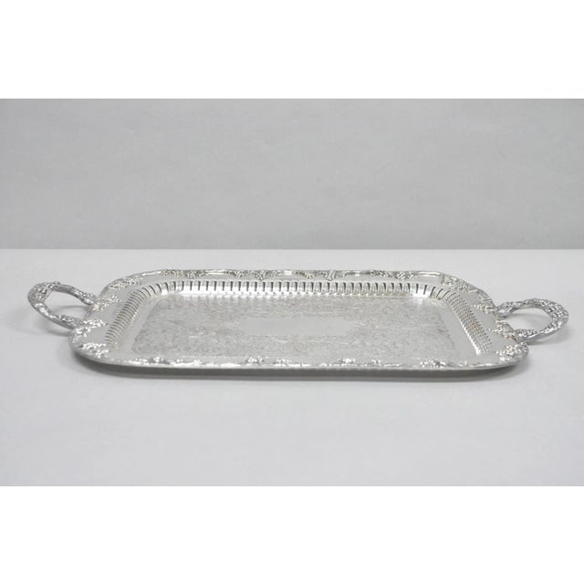 Vintage Victorian Silver Plated Grapevine Bar Serving Platter Tray by Excelsior For Sale - Image 15 of 16