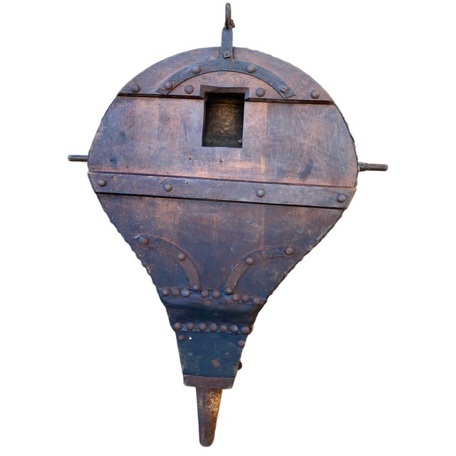 Large Antique Blacksmiths Bellows in Genuine Wood and Leather, 1890s For Sale - Image 15 of 15