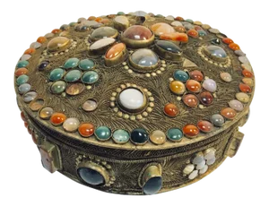 Vintage Moorish Agate Inlaid Wedding Jewelry Dressing Box