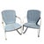 Steel Mid-century Springer Outdoor grey enamel Lounge Chair Set of Two. Each chair features a white round tubular U-shaped...