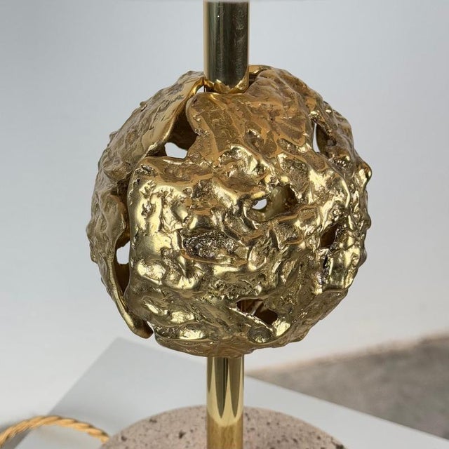 Sculptural Travertine Table Lamp attributed to Angelo Brotto for Esperia, Italy, 1970s For Sale - Image 9 of 16