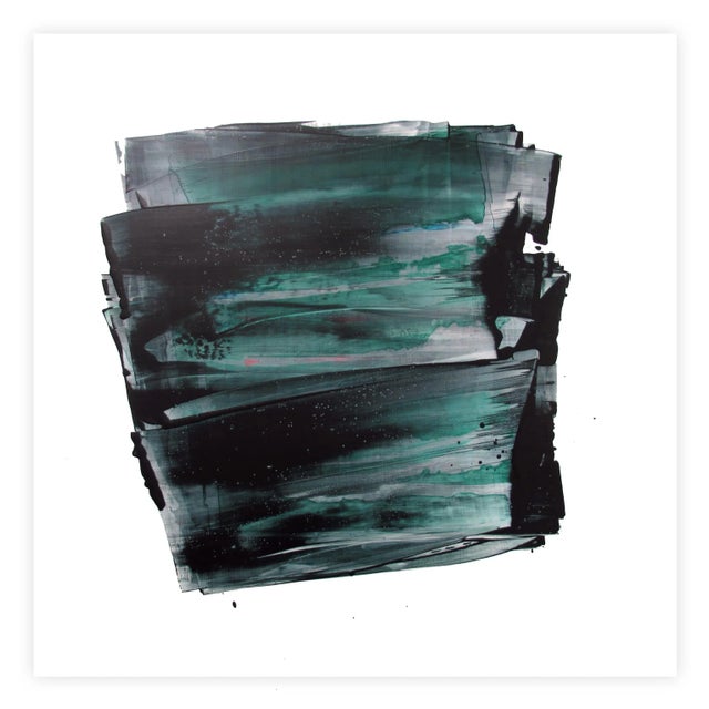 Contemporary Abstract Acrylic and Pigments on Lacquered Canvas Painting "Land" by Emma Godebska For Sale - Image 6 of 6