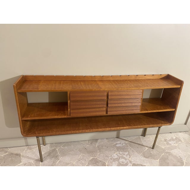 Console Table in Marbled Mahogany, Italy, 1960s For Sale - Image 6 of 10