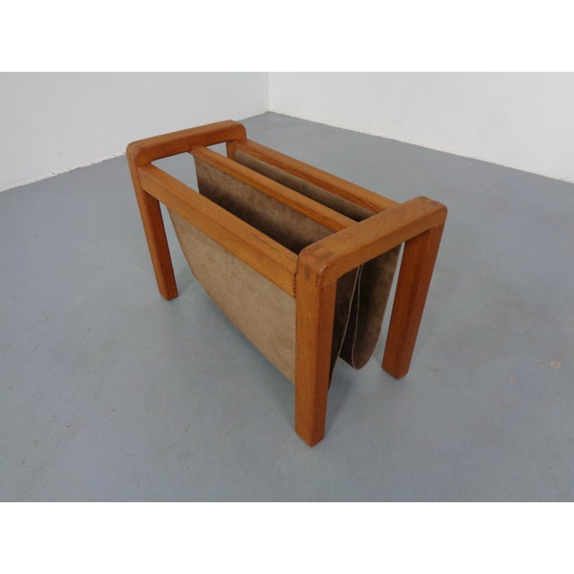 Teak and Leather Magazine Rack from Salling Stolfabrik, Denmark, 1960s For Sale - Image 4 of 11
