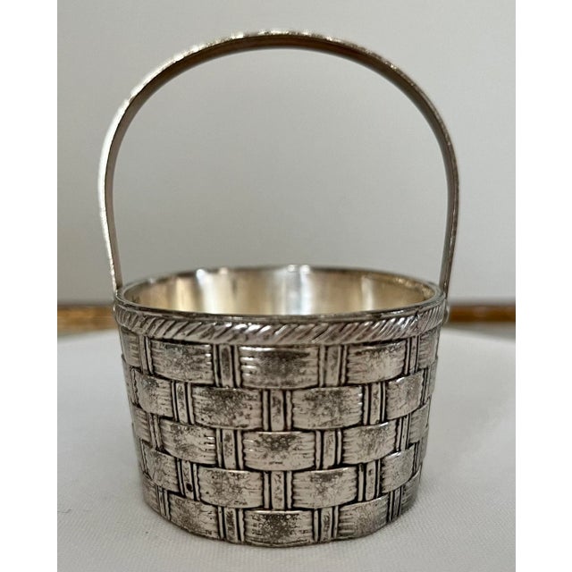 American Vintage Raimond Silverplate Petite Woven Basket With Hinged Handle For Sale - Image 3 of 8