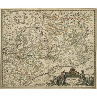 Antique Map of Luxembourg and Northern France from Lotharingen, 1680 For Sale