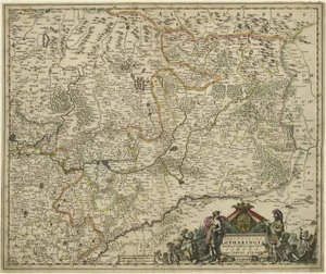 Antique Map of Luxembourg and Northern France from Lotharingen, 1680