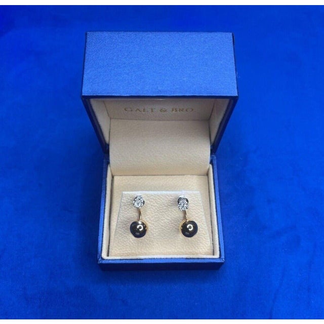 Illusion Set Pave Set White Diamonds Geometric Sphere Globes 18 Karat Yellow Gold, A Pair For Sale - Image 9 of 10