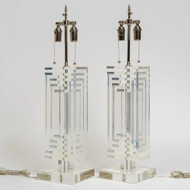 Origin: United States Circa: 1960s Dimensions: 7.50" wide x 7.50" deep x 31" high Good vintage condition. Lucite has some...