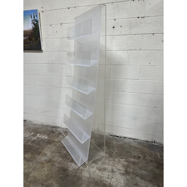 Mid-Century Modern Unusual Tall Acrylic Magazine Holder For Sale - Image 3 of 8