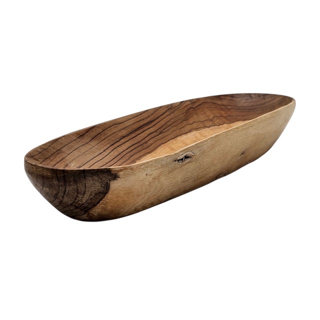 Vintage Olive Wood Hand-Carved Bread Bowls, Pair For Sale - Image 11 of 17