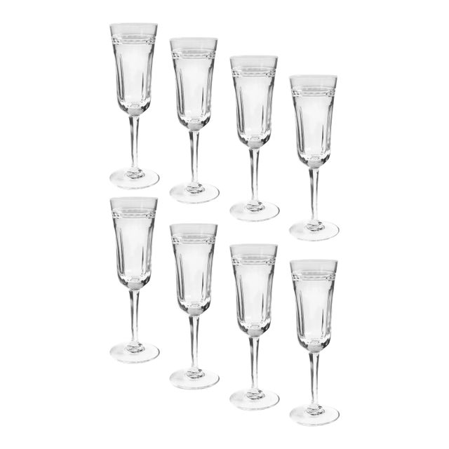 1960s Wedgwood Crystal Stem Glasses - Set of 8 Champagne Flutes For Sale