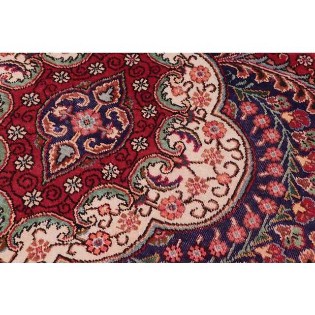 Shabby Chic Persian Tabriz Red/Purple Wool Rug - 9'2'' X 12'7'' For Sale - Image 4 of 10