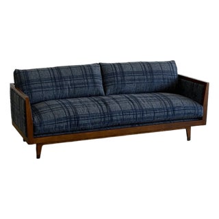 Mid 20th Century Encased Sofa in Patterned Chenille For Sale